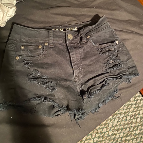Black ripped jean shorts - Picture 1 of 2